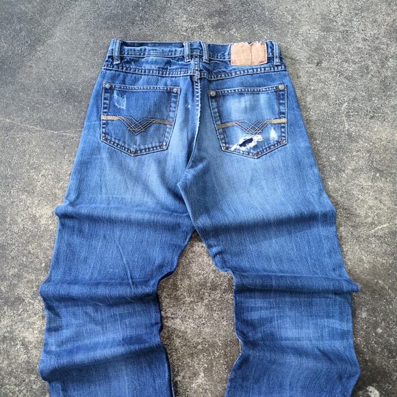 Stetson Western Jeans 28x34 Blue Pants Distressed Dark Faded Retro 1520 - Picture 4 of 9